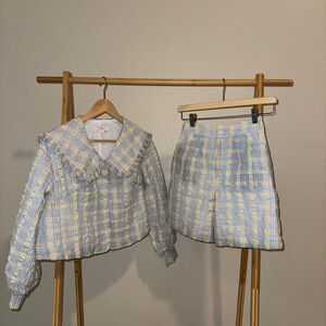 Blue and Yellow Plaid Two-Piece Set